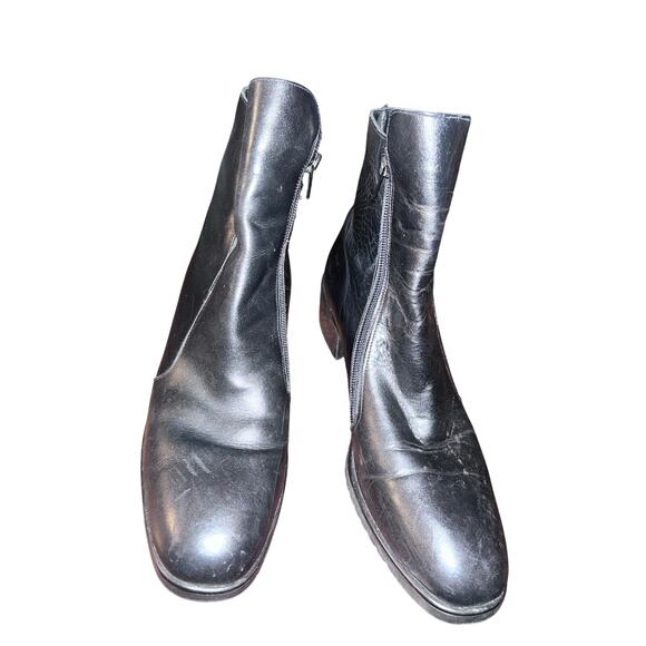 Munro America Black Leather Ankle Booties 9 Zip 1.75” Heel Comfort Classic - Picture 9 of 11